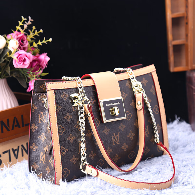 酷奇袋鼠包包酷奇女包2023新款时尚印花链条单肩包百搭链条包 四叶草