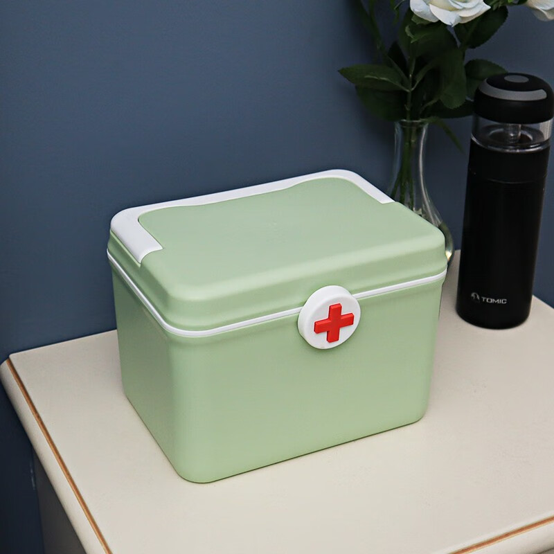BEiSHAN 北杉 药箱家用大容量医疗箱多功能急救箱应急手提药品整理收纳箱药盒 浅绿色