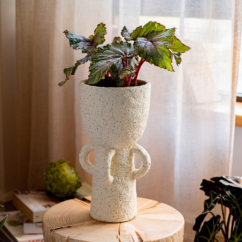 掬涵艺术水泥花盆高脚花器透气多肉花卉绿植盆栽花盆创意个性花瓶复古