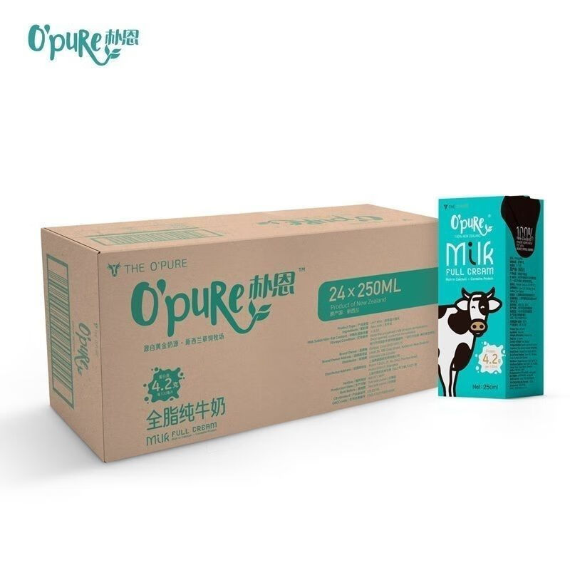 望蓝川OPure朴恩新西兰进口4.2g蛋白质纯牛奶250ml整箱 4.2蛋白全脂250ml  24瓶*250ml(整箱)