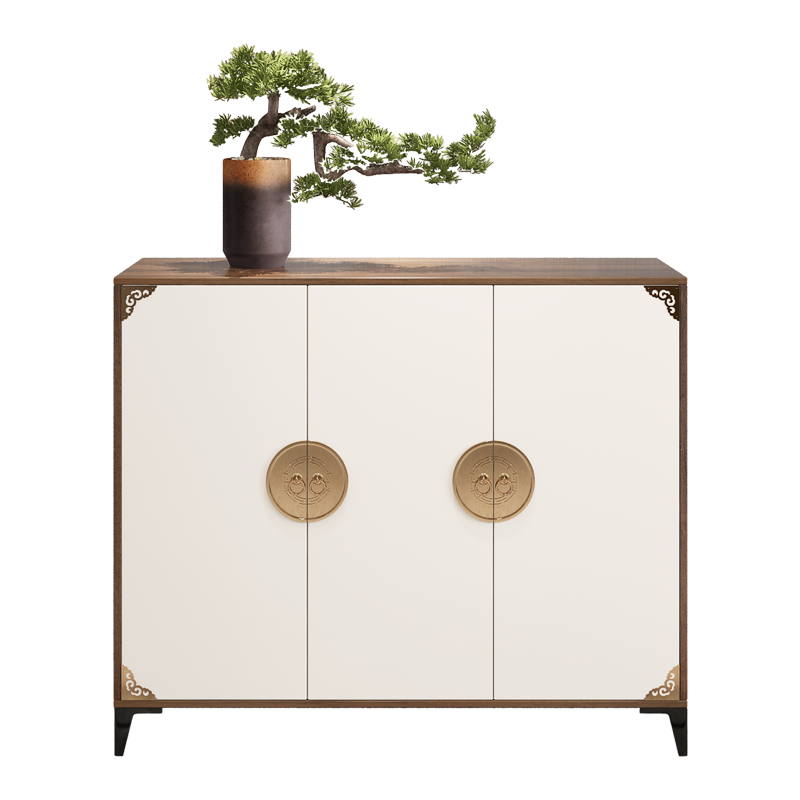 美木之家 鞋柜门口简易多层储物柜家用入户玄关柜北欧简约大容量收纳鞋柜 北美胡桃色60*98*33 市区包送装