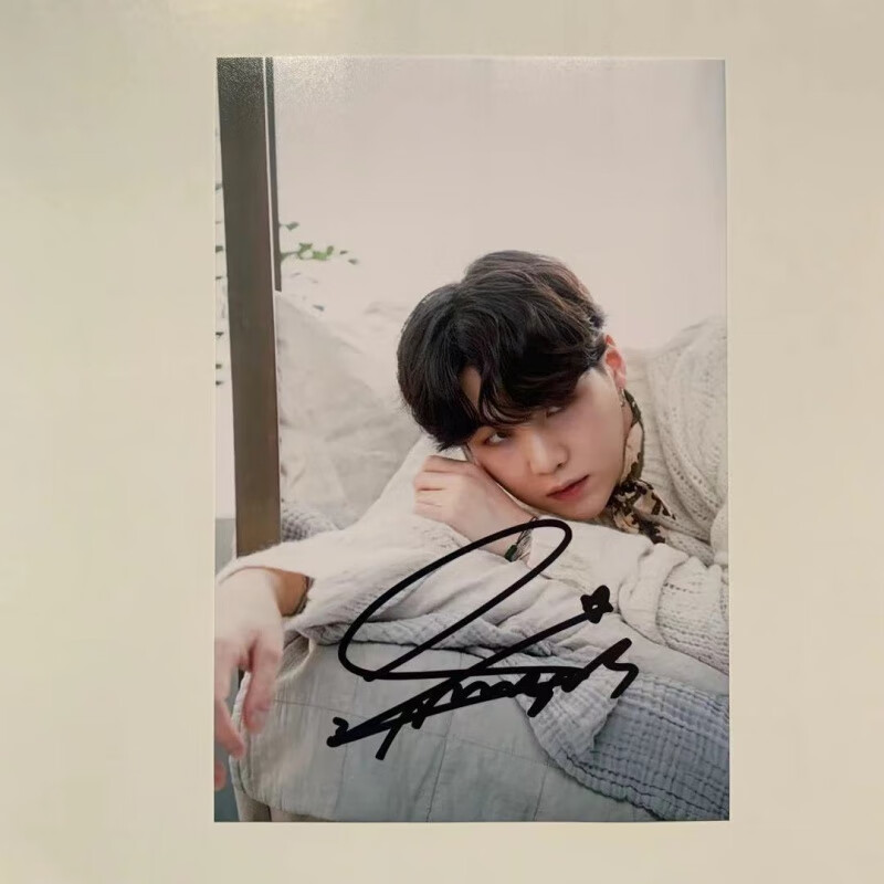 正 bts防弹少年团闵玧其亲笔签名照周边 闵玧其亲签明信片海报 01