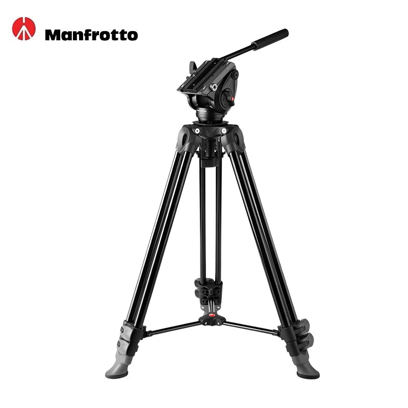 曼富图（Manfrotto） MVK500AM 液压摄像云台双管摄像三脚架套装广播级摄像顺滑阻尼流畅 通用三脚架 官方标配