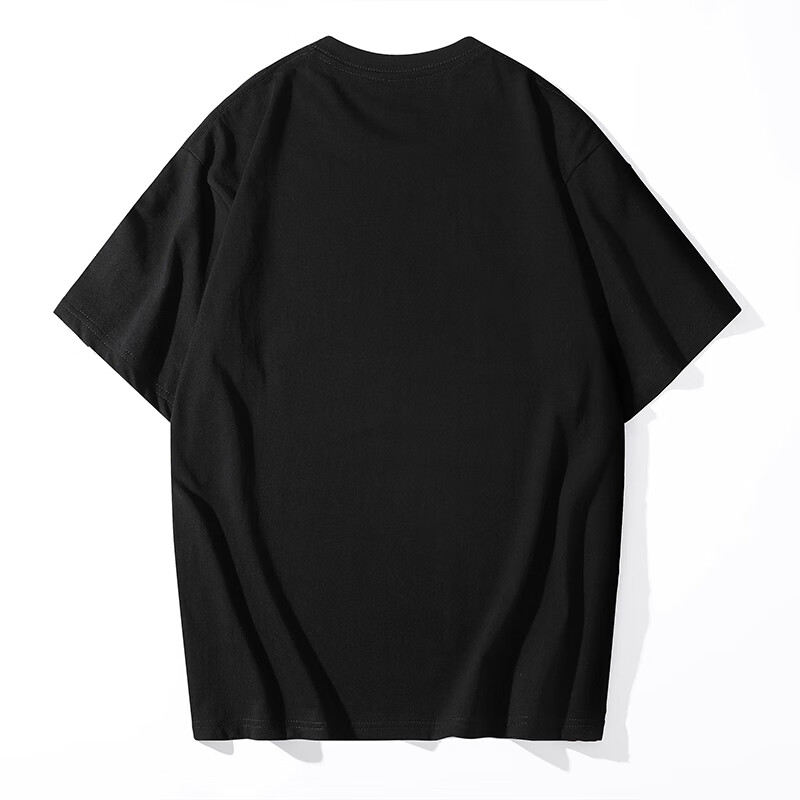 NASAR-FARMT恤男纯棉夏季新款国潮风短袖T恤重磅落肩男女上衣情侣款半袖T恤 DLJ7001-纯色-黑色（偏大一码） 3XL（180-200斤）