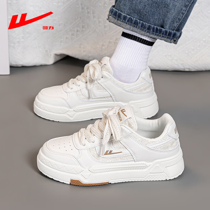 回力(warrior)小白鞋女春季新款厚底奶fufu小香风百搭板鞋白色女鞋 米