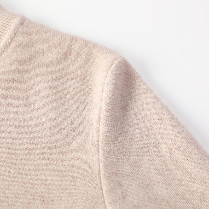 恒源祥厚款保暖纯羊毛衫女装秋冬新款半高领套头毛衣女装纯色打底针织衫 杏仁米 （半高领） M /165/88A