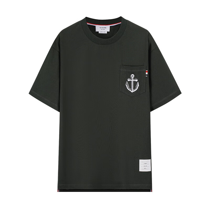 thom binpantb男装夏季新款短袖t恤男情侣同款船锚刺绣潮流百搭纯棉