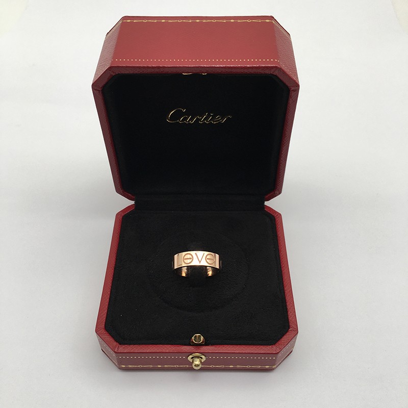 【二手95新】卡地亚love 系列字母logo玫瑰金宽版戒指 附件:盒子 证书