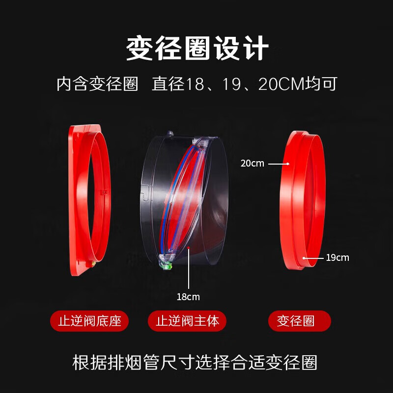 潜水艇(Submarine)抽油烟机止逆阀厨卫厨房磁吸止回阀烟道阀防反味重力磁力双重闭合 厨房止逆阀F200