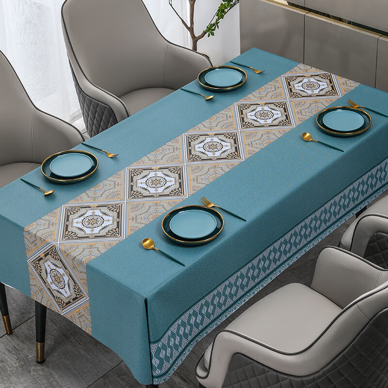 简美家桌布防水防油防烫高级感茶几桌垫桌面垫pvcpvc餐桌垫长方形黛绿