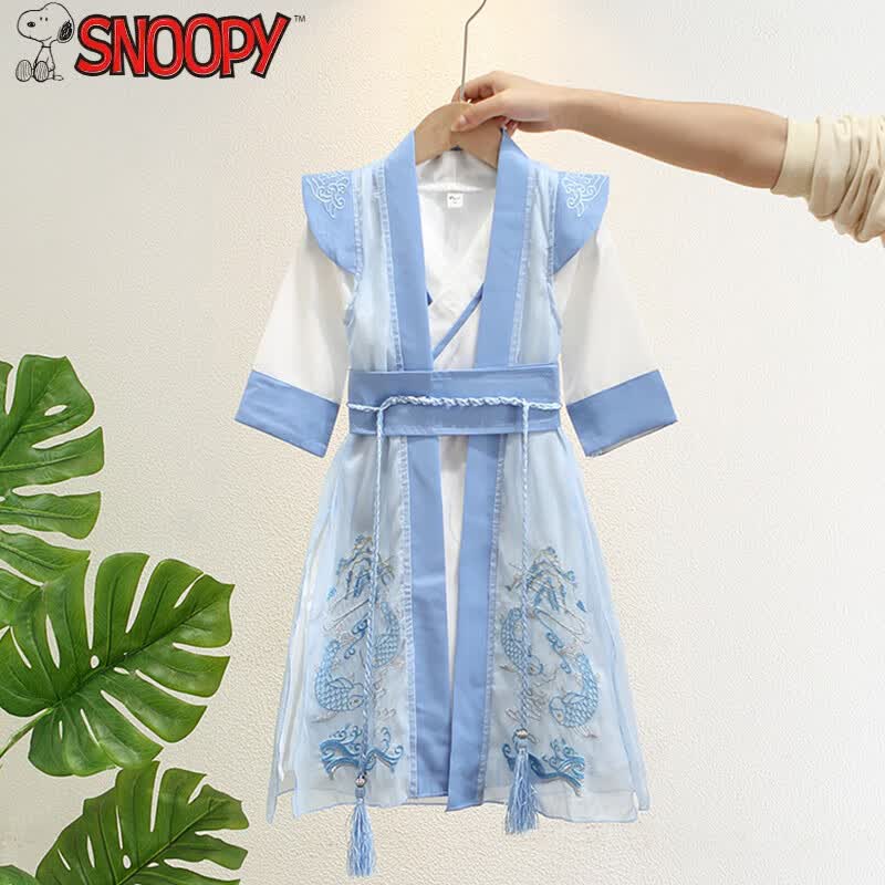 史努比（SNOOPY）汉服男童夏季中国风薄款儿童高端唐装男孩小少爷古装幼儿园演出服 蓝色 120属于什么档次？