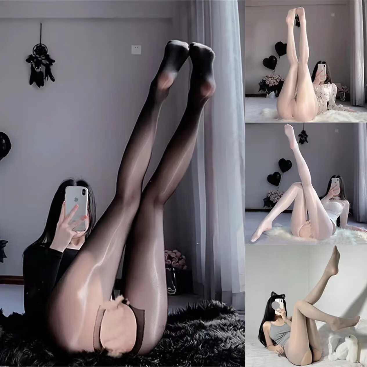 油光开档丝袜女免脱黑连裤袜性感纯欲风火辣jk极度诱惑情趣马油袜 油光开档丝袜【黑色】 1条 均码 80-120斤【保密发货】