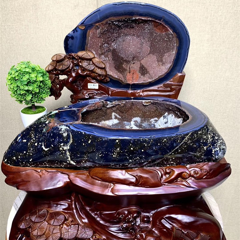 君政收藏款玛瑙聚宝盆 摆件巴西玛瑙聚宝盆迷你型小颗粒闪亮晶16-11