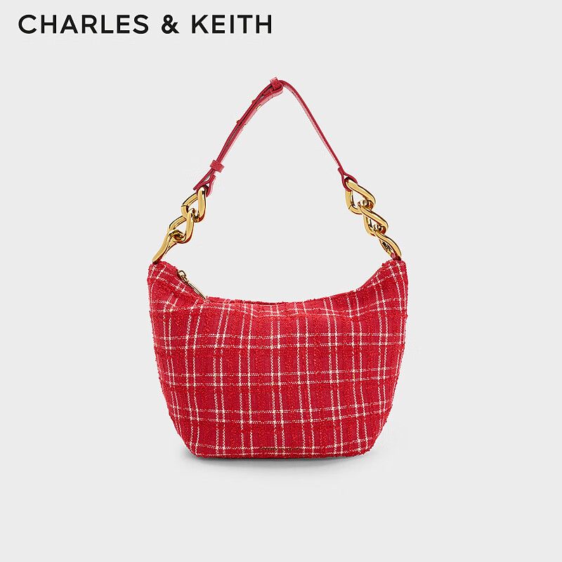 CHARLES&KEITH柔软大容量拉链婚包托特包单肩包包女包女士CK2-40671465 Red红色 M