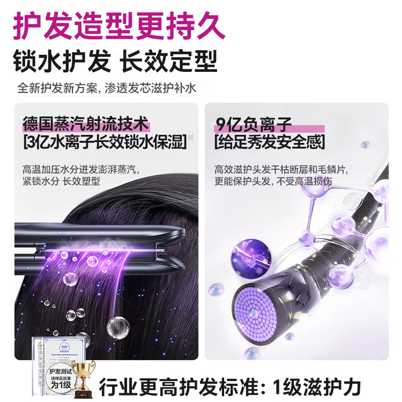 光速博士【蒸汽塑型|离子护发】直板夹卷发棒两用拉直发夹板负离子不伤发便携造型蛋卷刘海蓬松高颅顶神器 【戴森紫】2025新款直板夹|水离子护发 34mm 【水离子护发】精美礼盒送女生礼物