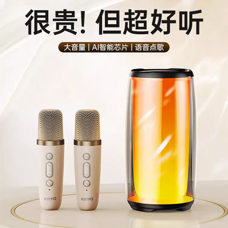 金运K9蓝牙音箱家庭KTV音响套装户外家用K歌神器电脑桌面重低音炮炫彩发光音乐播放器带麦克风
