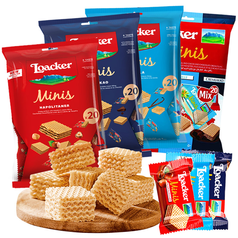 �������������Loacker������������10gС��װ�������ɿ�������ϲ�� ��װ200gX3��(���/���/�ɿ���)