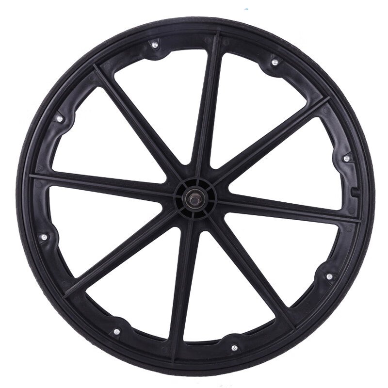 轮椅配件24寸轮子轮椅后轮整全套总成大轮免充气加厚铝 24寸整体轮