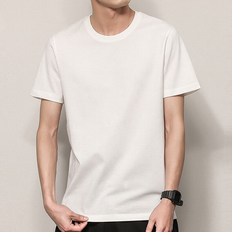 jue)纯棉男士短袖t恤男宽松百搭基础款半袖上衣简约内搭外穿小白t国朝