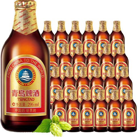 TSINGTAO 青岛啤酒 精酿系列 金质小棕金低温酿造296ml*24瓶 整箱装