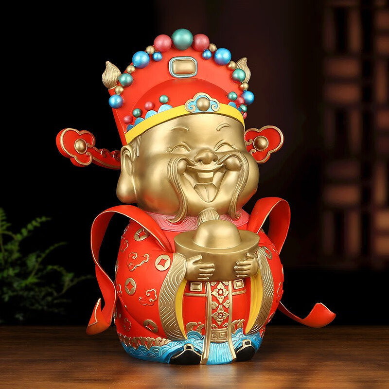 吉善堂全铜文财神爷招财摆件家居客厅办公室桌面装饰品商务乔迁开业礼品 小号-全铜《财神到》约总长15*宽11*高19CM