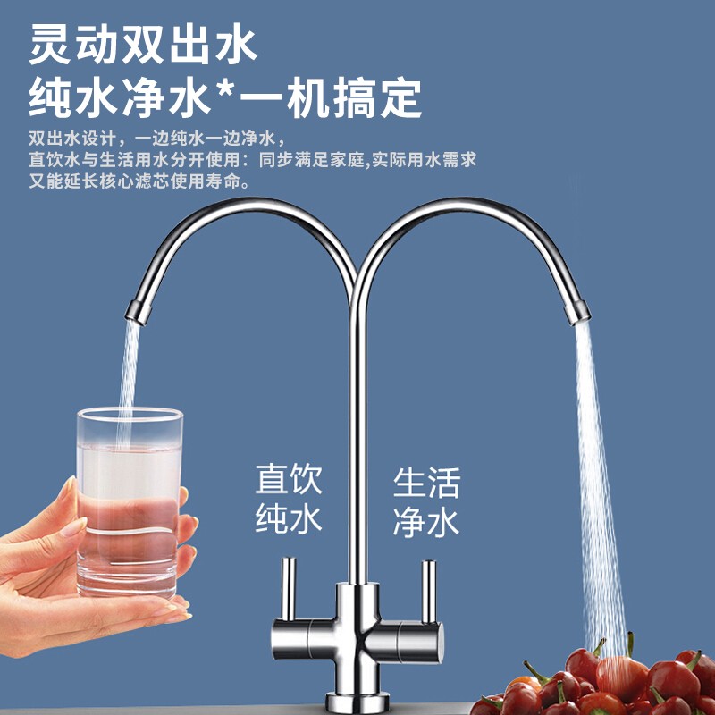 【自营仓现货】飞利浦（PHILIPS）净水器家用 纯水机直饮自来水过滤器 厨下净水机RO反渗透双出水 【全屋套装】600G纯/净双出水+管线机+前置