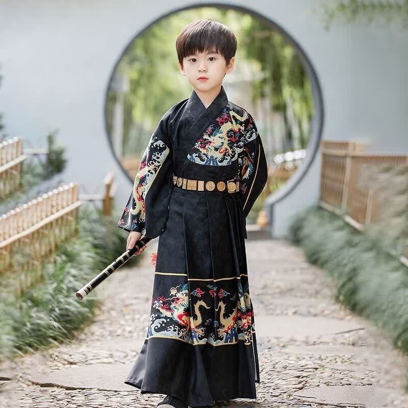 星期沫品牌男童汉服2023新款春秋古装儿童唐装童装中大童秋季武侠中国风 黑色锦衣卫普通腰带 140使用感如何?
