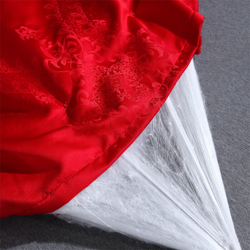 水星系列家纺正品A类母婴蚕丝被子母被100桑蚕丝春秋被芯加厚冬季被子四季通用 云端之梦-全棉- 花纹白-100%桑蚕丝 220X240CM-4斤-春秋被