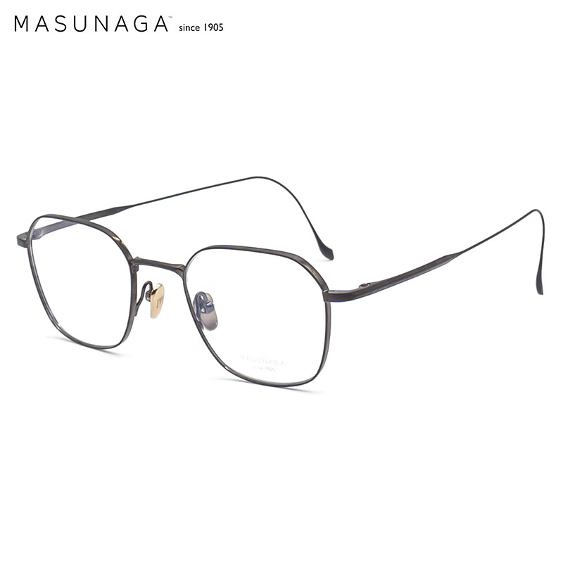 MASUNAGA 增永眼镜框和弦男女潮流轻商务日本手工制作 方框钛材质远近视光学眼镜架Chord G #39 黑色 48mm