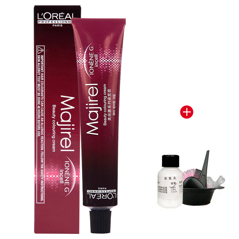 欧莱雅(loreal) 美丝雅染发剂纯黑色遮盖白发染发膏植物天然染发霜不