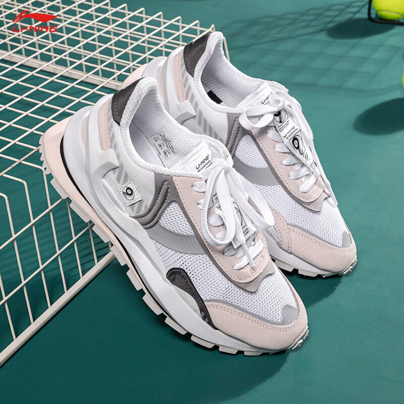 李宁(li-ning)中国李宁女休闲鞋方圆92时装周走秀鞋v8复古老爹鞋运动