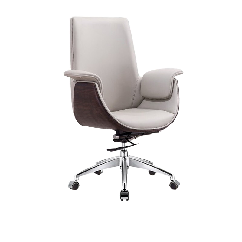 诩弈 电脑椅家用大班椅老板椅书房办公椅升降转椅靠背椅子  西皮中靠背