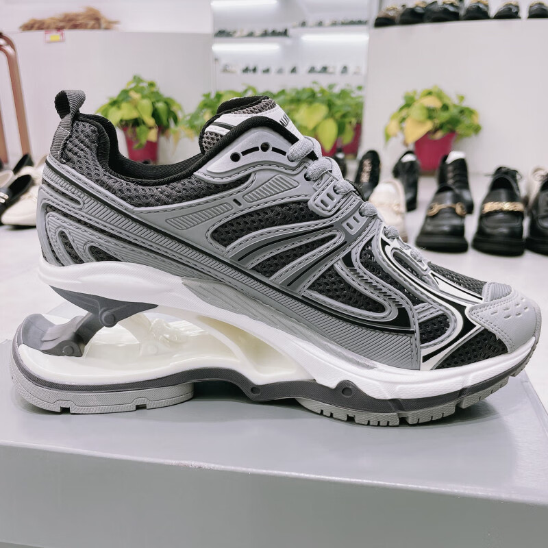 makeqie弹簧鞋女2022秋新款悬浮鞋内增高厚底老爹鞋ins透气休闲运动单