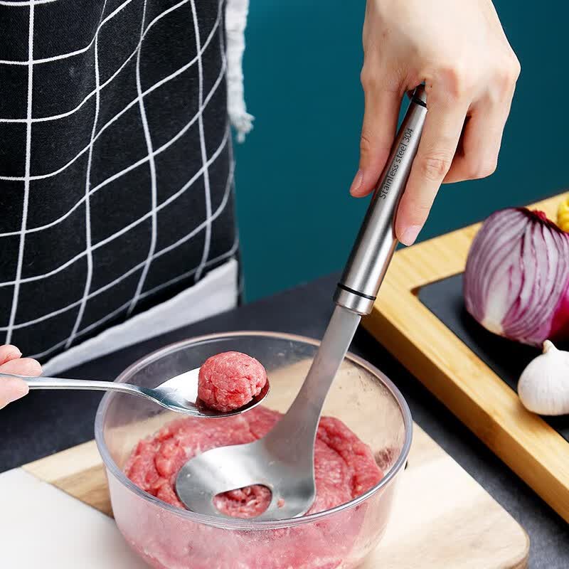 304不锈钢丸子制作器厨房家用做肉丸勺子鱼丸虾滑挖肉勺丸子神器 挤丸