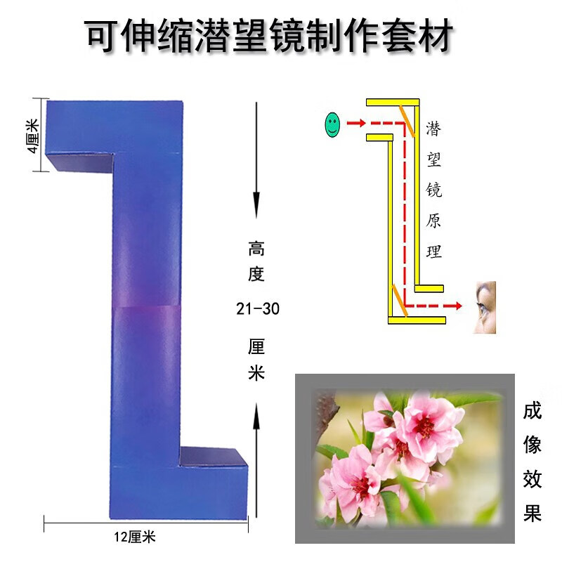 万致五年级潜望镜制作材料纸质伸缩潜望镜制作材料手工自制作平面