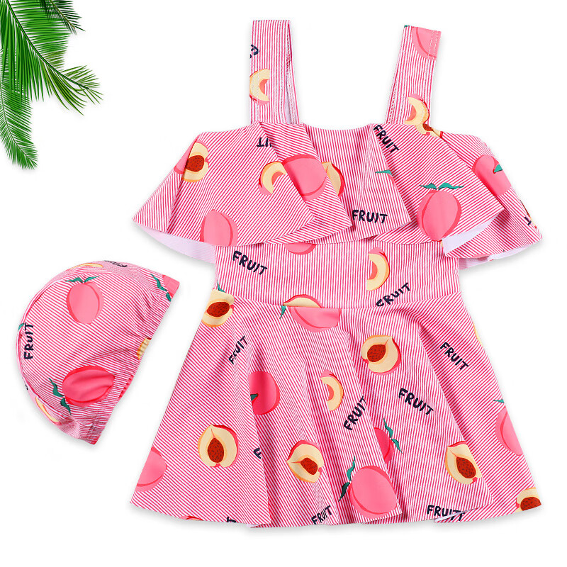 宝宝小公主裙式分体小童女孩可爱2023新款泳装 小桃子分体【诵泳帽】