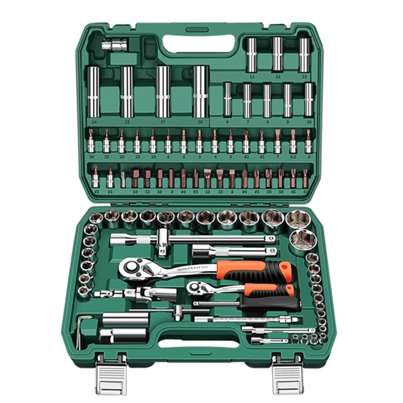 綠林（GREENER）95件汽修工具家用套裝套筒扳手棘輪扳手小飛套裝摩托車修車工具箱