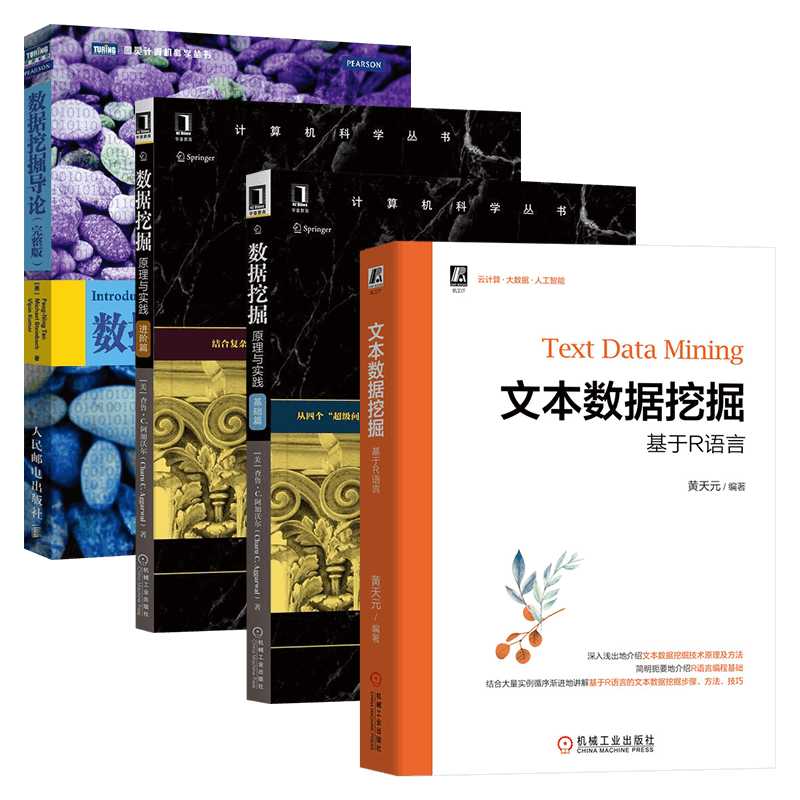 数据挖掘四册:文案数据挖掘+数据挖掘：原理与实践 基础篇 进阶篇+数据挖掘导论