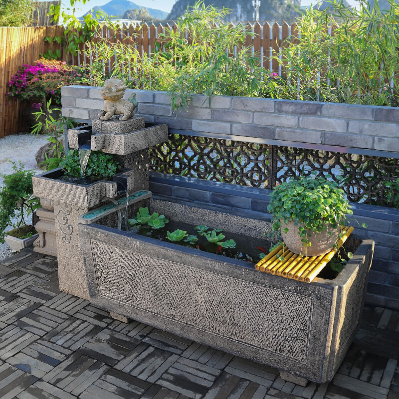 汉韵堂 新中式生财流水摆件庭院园林花园户外造景鱼池落地水景鱼缸