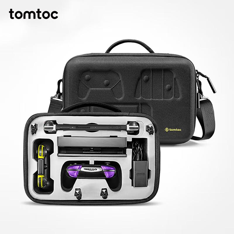 tomtoc Switch OLED全家桶收纳包NS硬壳收纳盒手提保护包 经典黑  兼容Switch OLED/续航版怎么看?