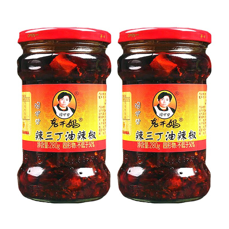 老干妈 辣三丁油辣椒280gx2瓶