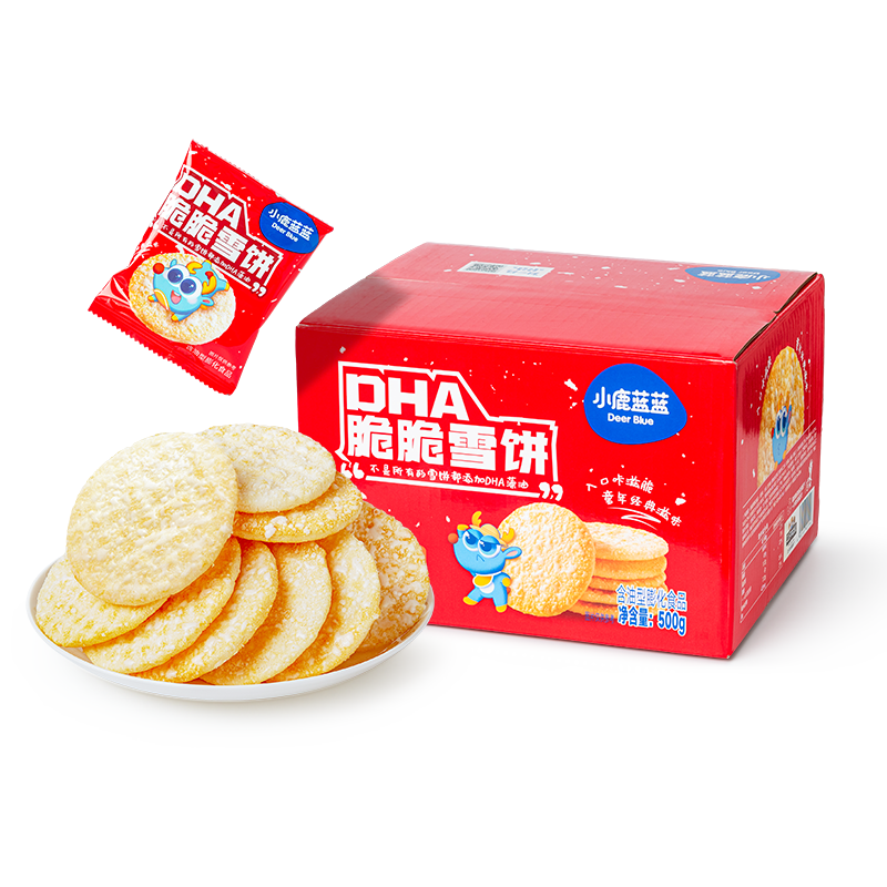 小鹿蓝蓝DHA脆脆雪饼饼干宝宝儿童零食 500g