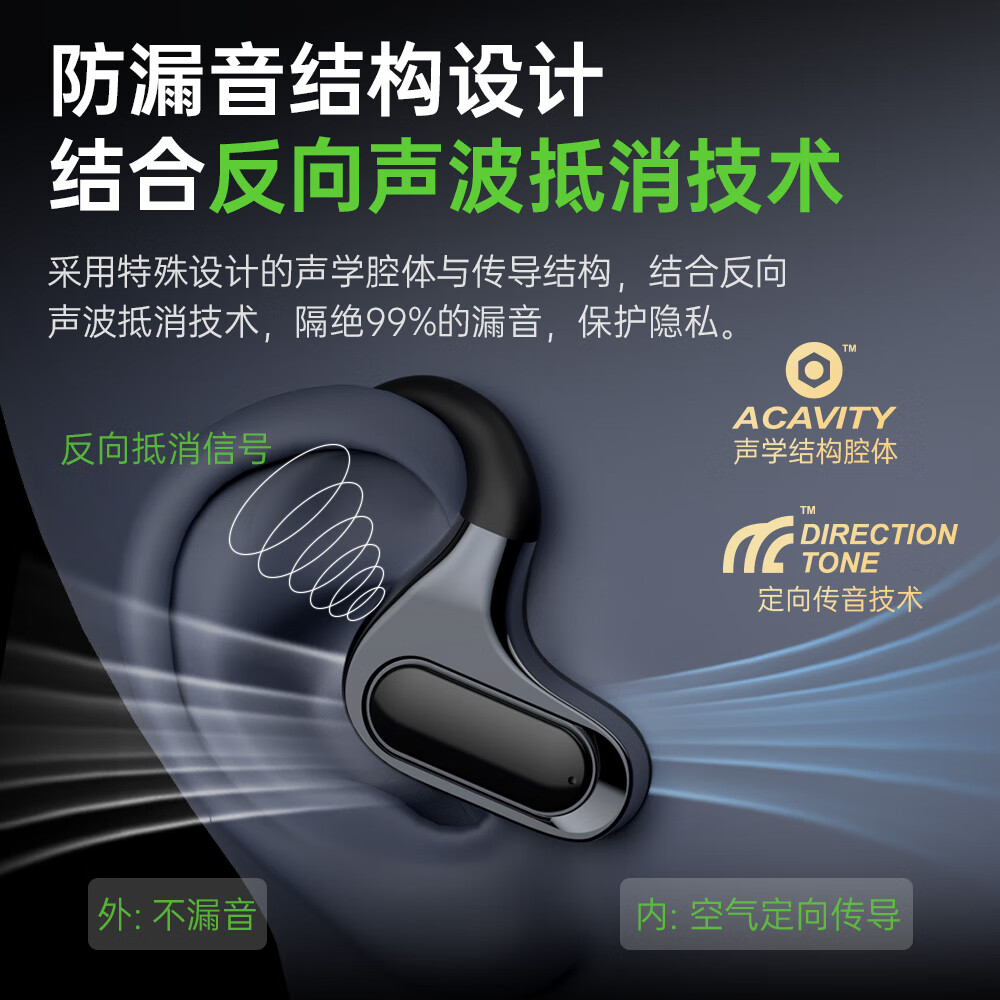 京工智造【智连APP款丨超强续航王】蓝牙耳机挂耳式超长续航无线运动跑步不入耳开放式开车通话降噪耳麦 【商务黑】超长续航版 丨可APP自定义丨升级支持一拖二