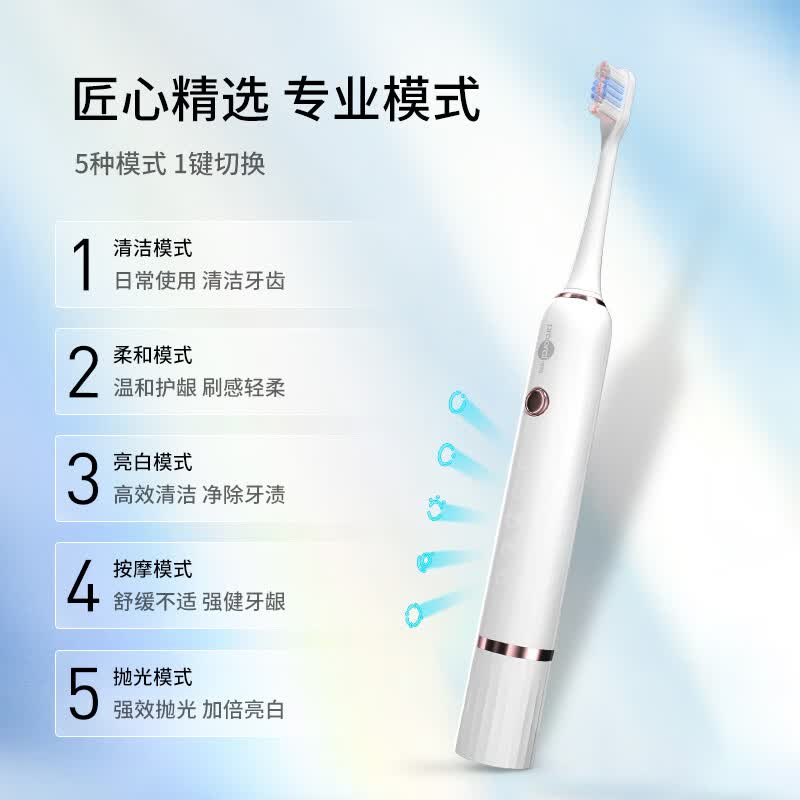博皓（prooral）电动牙刷成人声波牙刷软毛不伤牙5档洁牙模式 牙刷+冲牙器套装 节日送礼男女朋友情侣电动牙刷 T33 f27粉+t33白