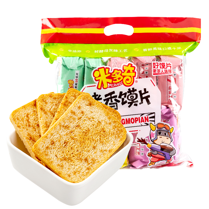 MIDUOQI 米多奇 烤馍片馒头片休闲零食代早餐粗粮饼干锅巴多口味 40g*10包