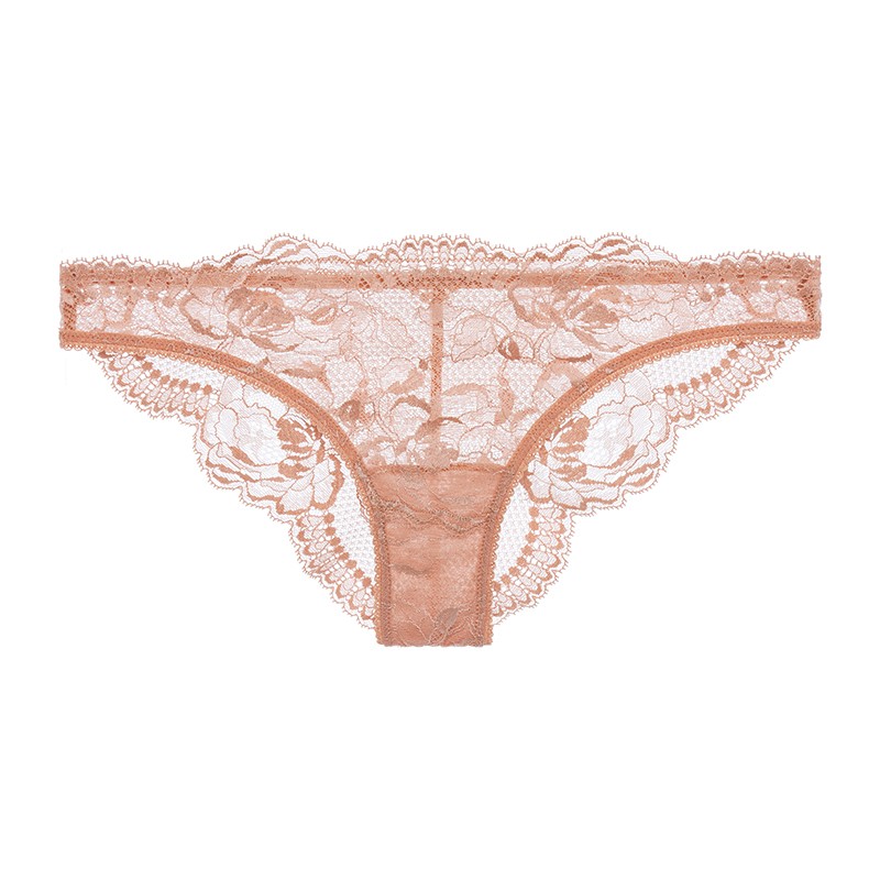 la perla奢侈品女装女士内裤brigitta超薄透气蕾丝边花朵刺绣三角裤