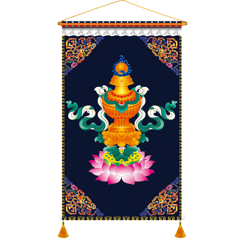 流彗藏式吉祥八宝图八布艺挂画客栈民宿墙壁吉祥八宝无框装饰画藏族壁