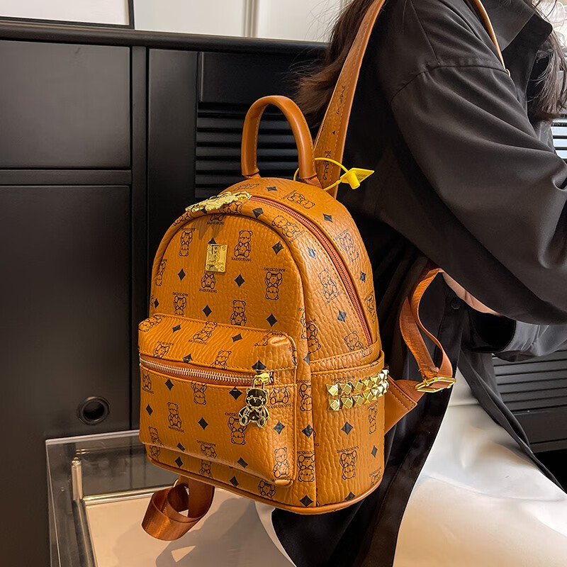 慕昂(moveon)背包女双肩包2023新款小众皮质大学生书包高级感大容量