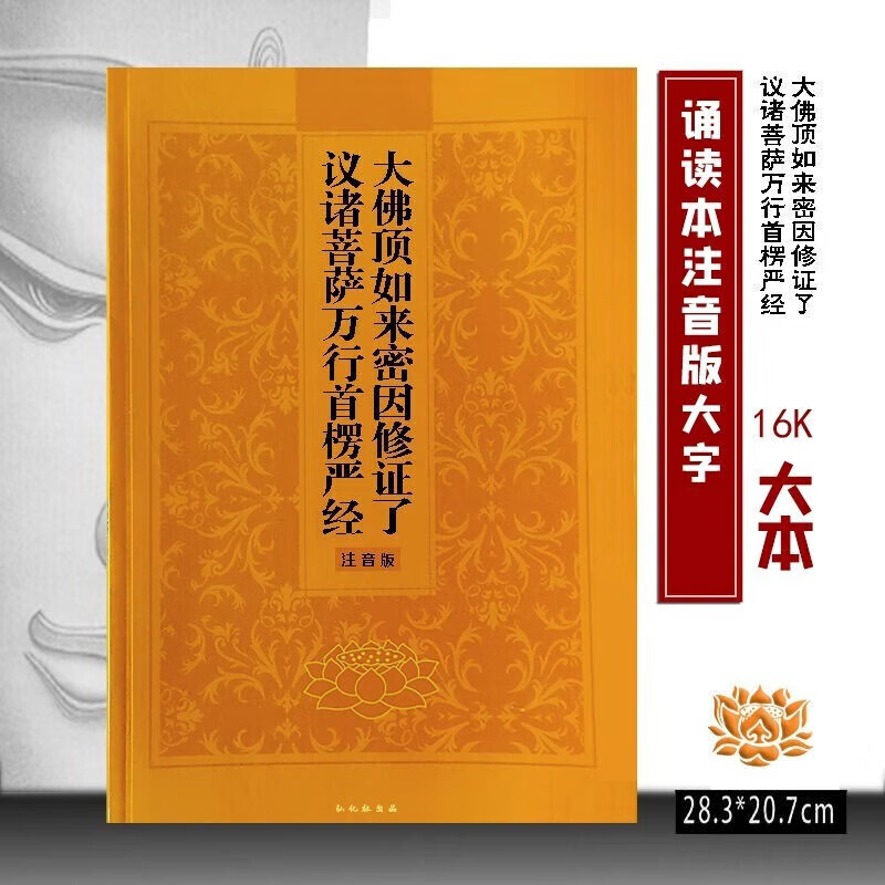 楞严经注音版简体拼音 诵读本 16K大本简装软面 16K简装【大佛顶首楞严经】
