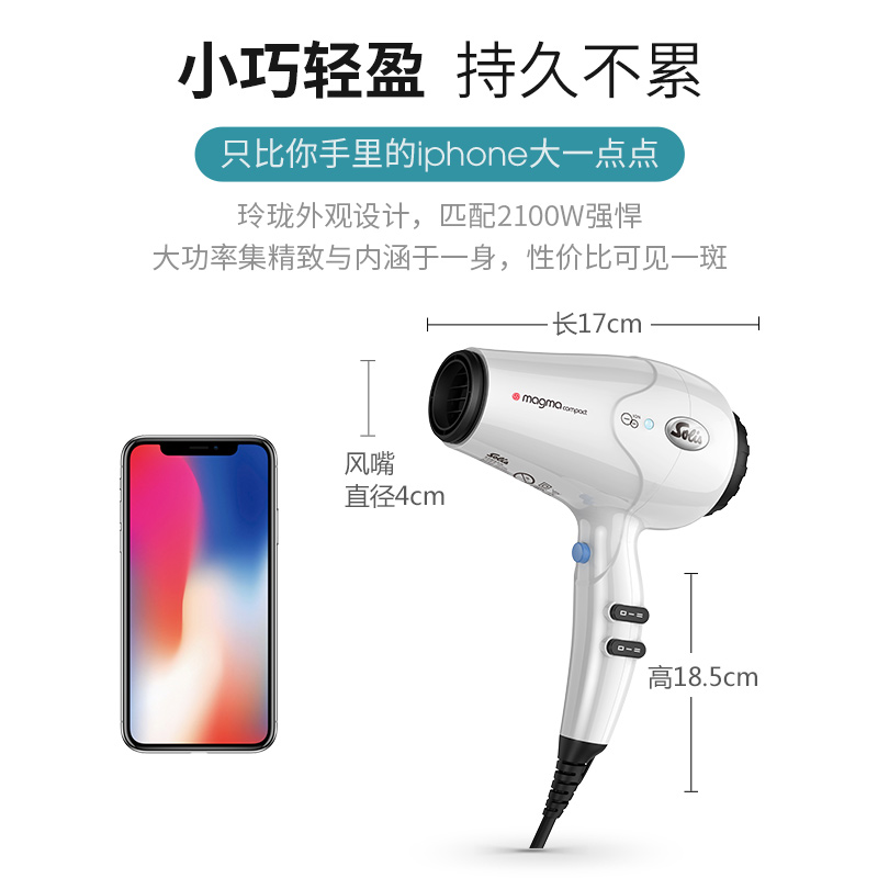 索利斯(Solis)电吹风机大功率理发店家用负离子发廊专业用风筒MC248i 珍珠黑